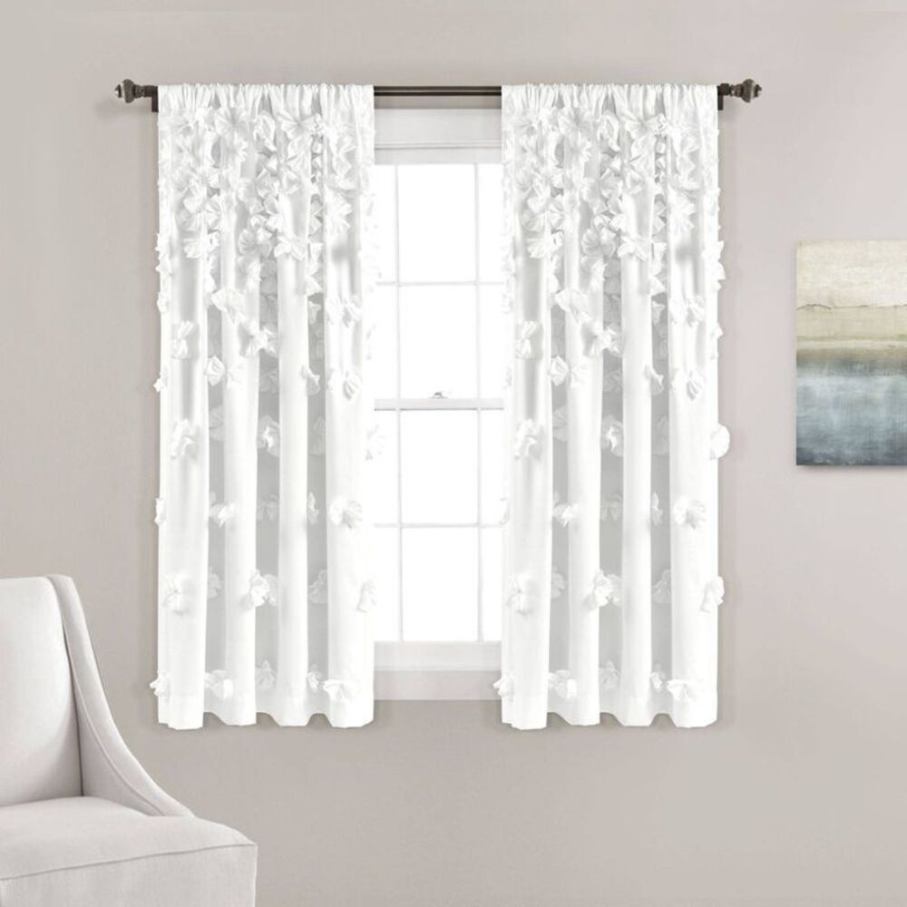 Lush Decor - 84"x54" Riley Sheer Window Curtain White - Lush Dé White